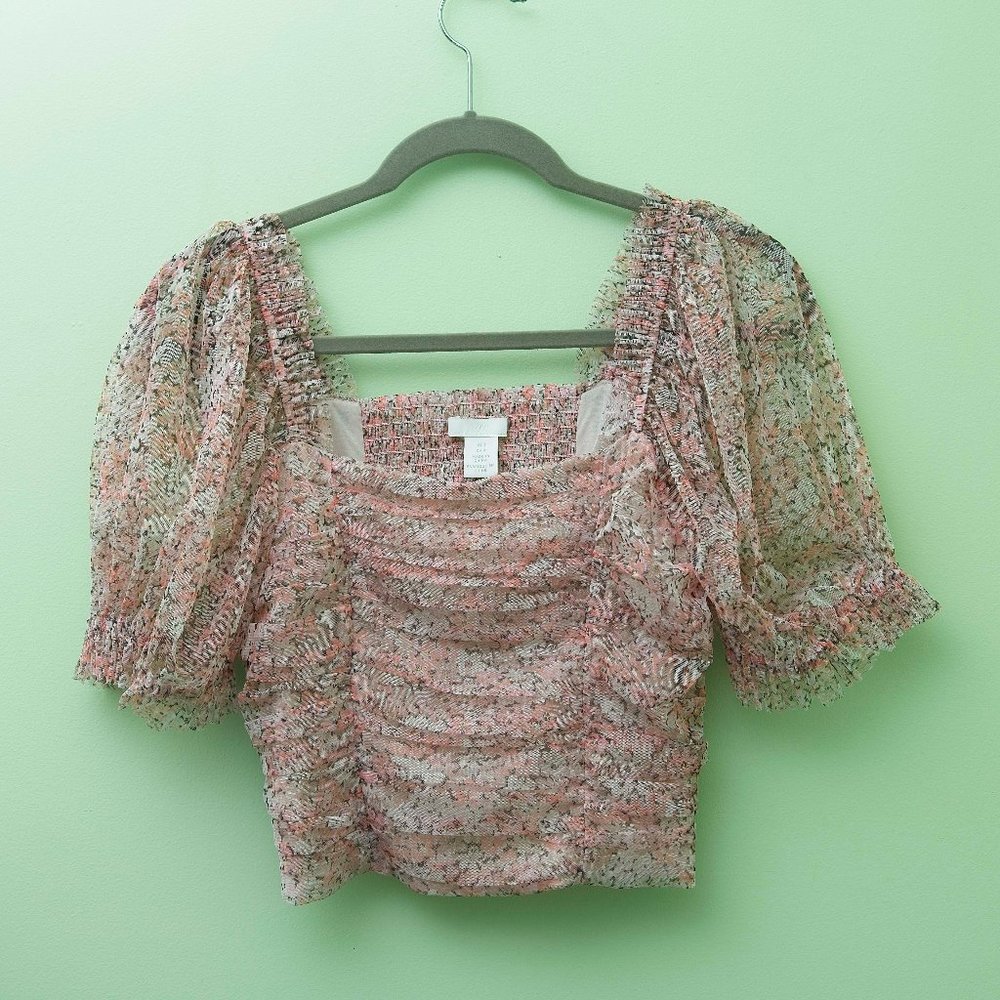 Pink Ditzy Floral Ruche Top